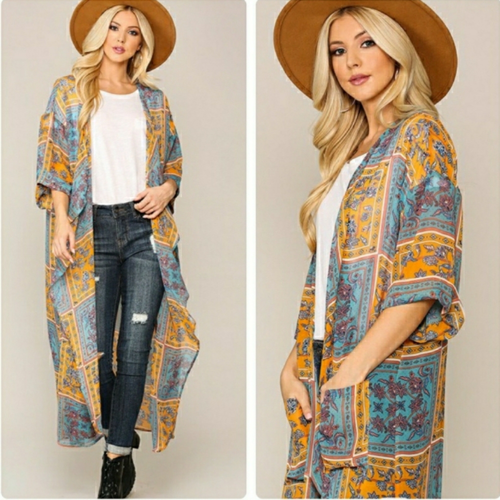 BOHO Print Kimono Top Jacket Tunic